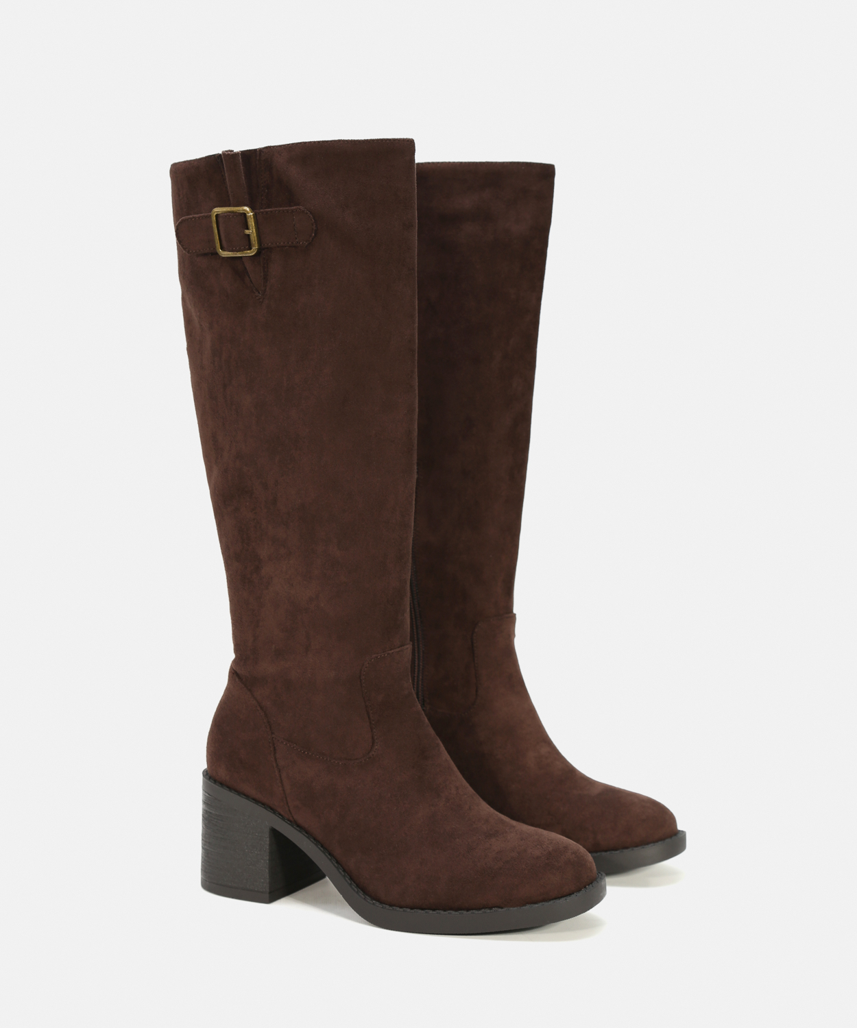 Botas altas castanhas salto fivela image number null